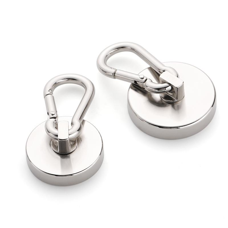 1/2 szt. Ultra-mocne haki magnetyczne Pro - 100 lbs Bardzo wytrzymałe magnesy neodymowe z karabińczykiem i obrotnicą Idealne do zawieszania w kuchni