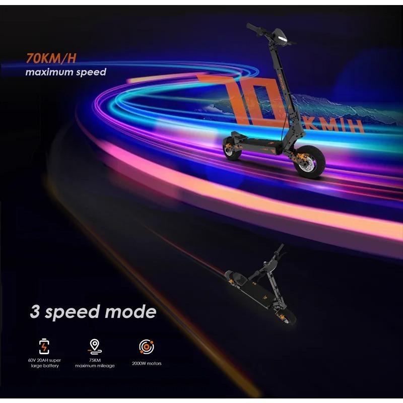 EU Lager KuKirin G4 Elektroroller 2000W Motor 60V 20Ah Akku 75km Top Reichweite 70km/h Max Geschwindigkeit 11" Offroad Vakuumreifen