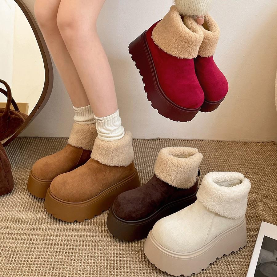 Northeast White Heightening Velvet Thickened Platform Snow Boots Women's 2025 New Winter Warm and Non-slip Cotton Shoes