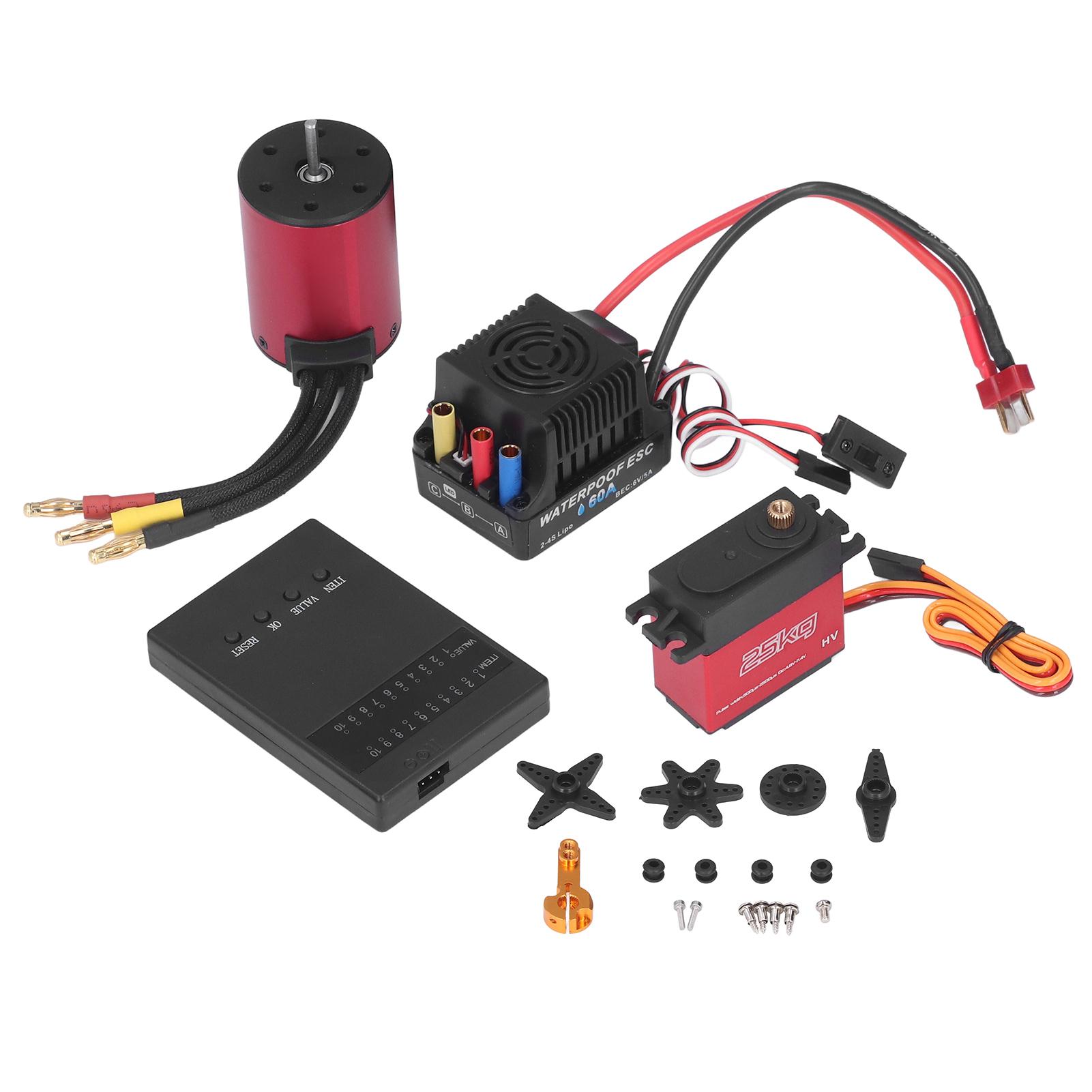 

S3650 2300KV Brushless Motor 60A Brushless ESC 25KG Metal Servo with Programming Card for 1/8 1/10 RC Car