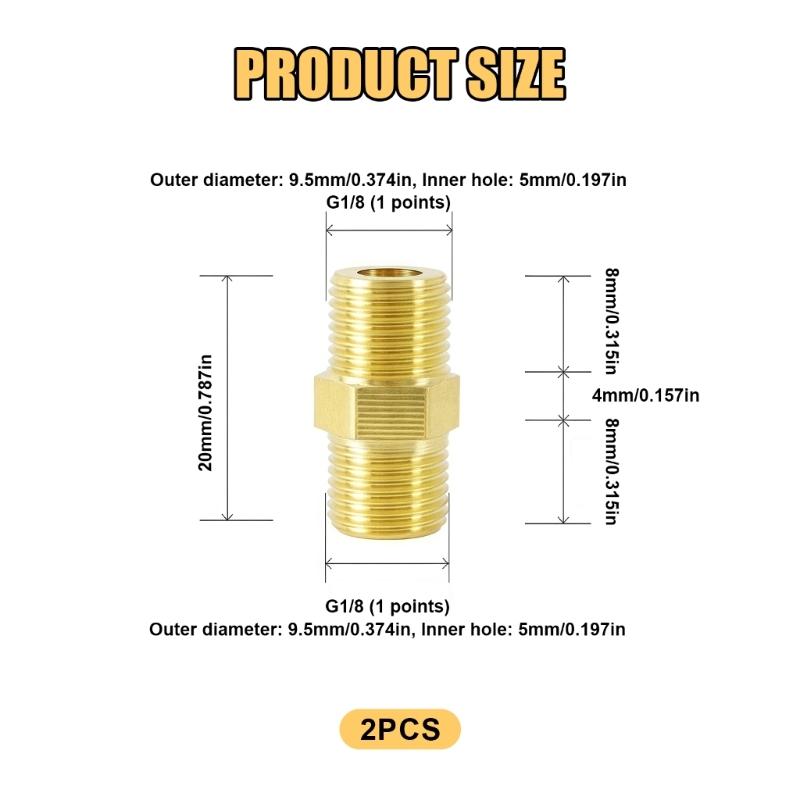 Strong Double Male Threaded Brass Fitting Universal Pipe Connector Univsersal Pipe Adapter for Home & Industrial Use