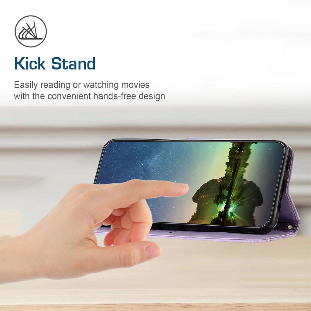 Leather Cover for Motorola Moto G Stylus 5G (2022),Triangle Imprint Wallet Stand Phone Case with Strap