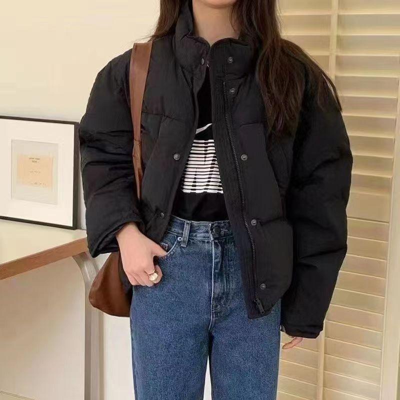 Down cotton-padded clothes women's new small design sense cotton-padded jacket bread clothes short blue jacket trendy