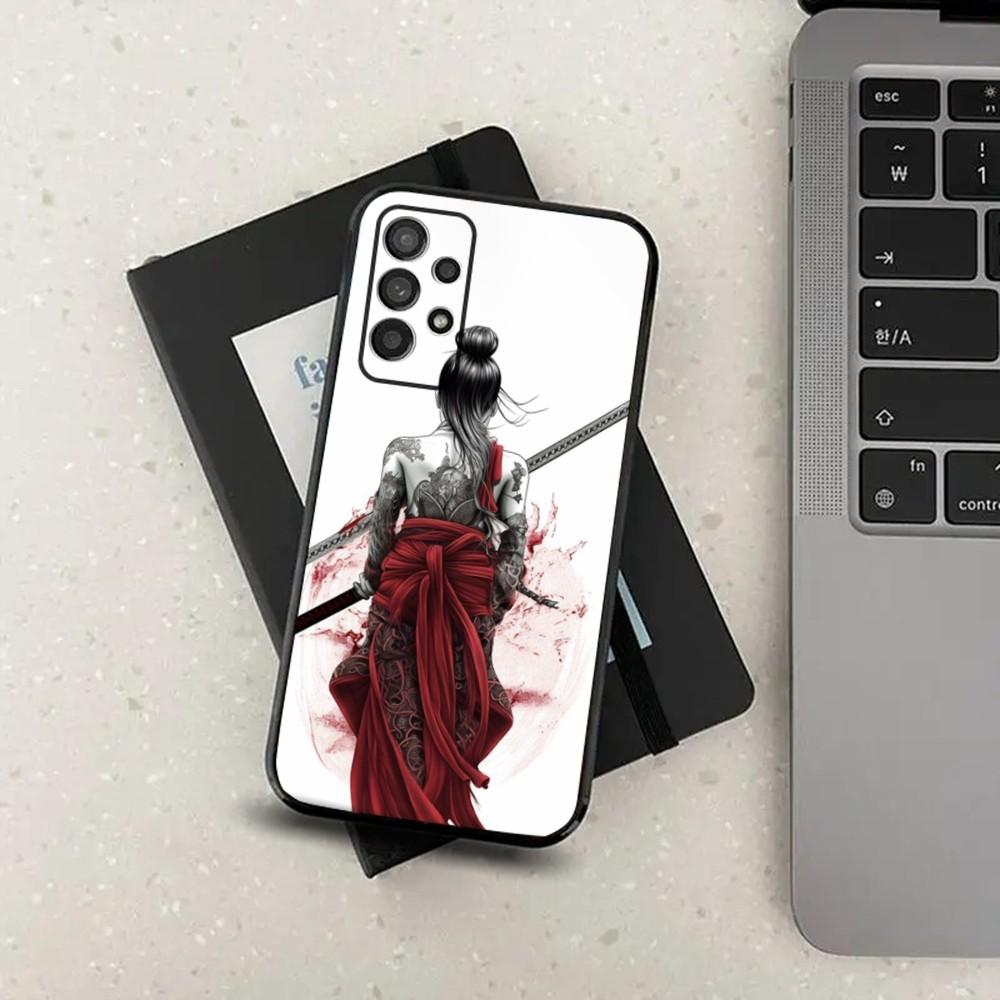 Samurai Warrior Geisha Phone Case For Samsung S21,S22,S23,S30,Ultra,S20,Plus,Fe,Lite,Note,10,9,5G Black Soft Cover