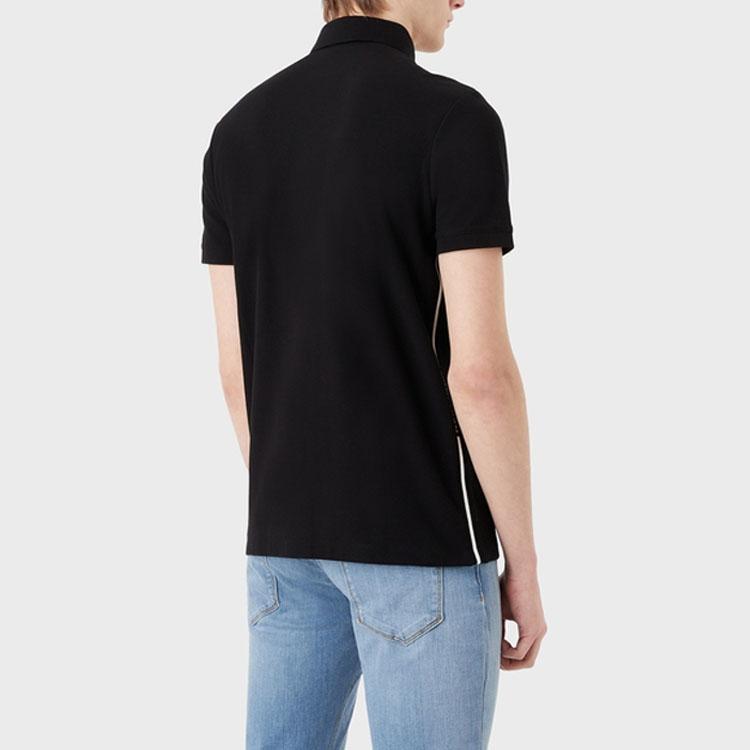 Emporio Armani Ss23 Solid Color Logo Print Straight Casual Short Sleeve Polo Shirt Men Polo Shirts Black 3R1F67-1JCYZ-0093