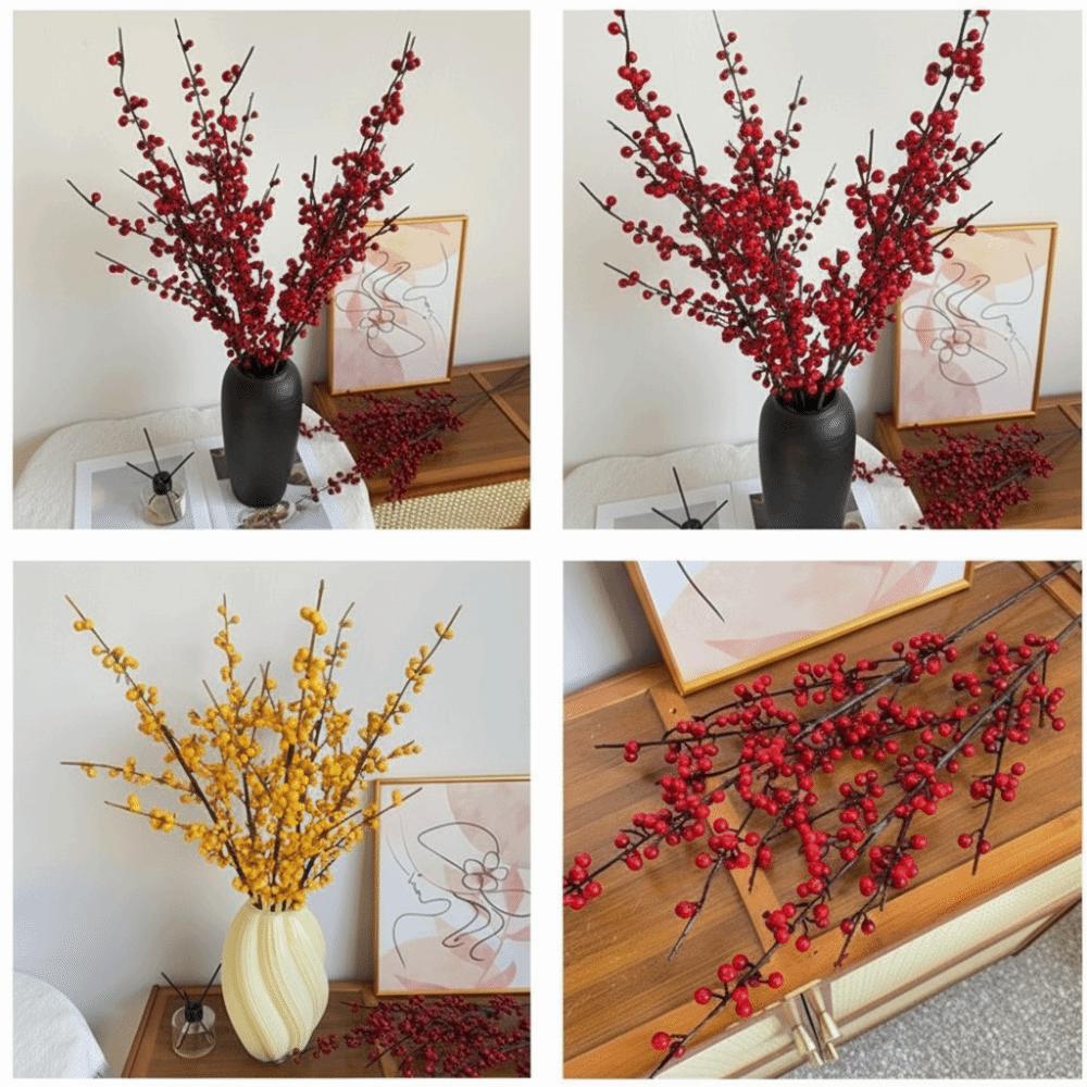 1PCS Holly Little Fruit Artificial Plants Red Berries Berry Bouquet Fake Flowers  New Year