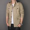 Men's Mid-Length Hooded Jacket - 100% Cotton, Casual Spring/Autumn Trench Coat