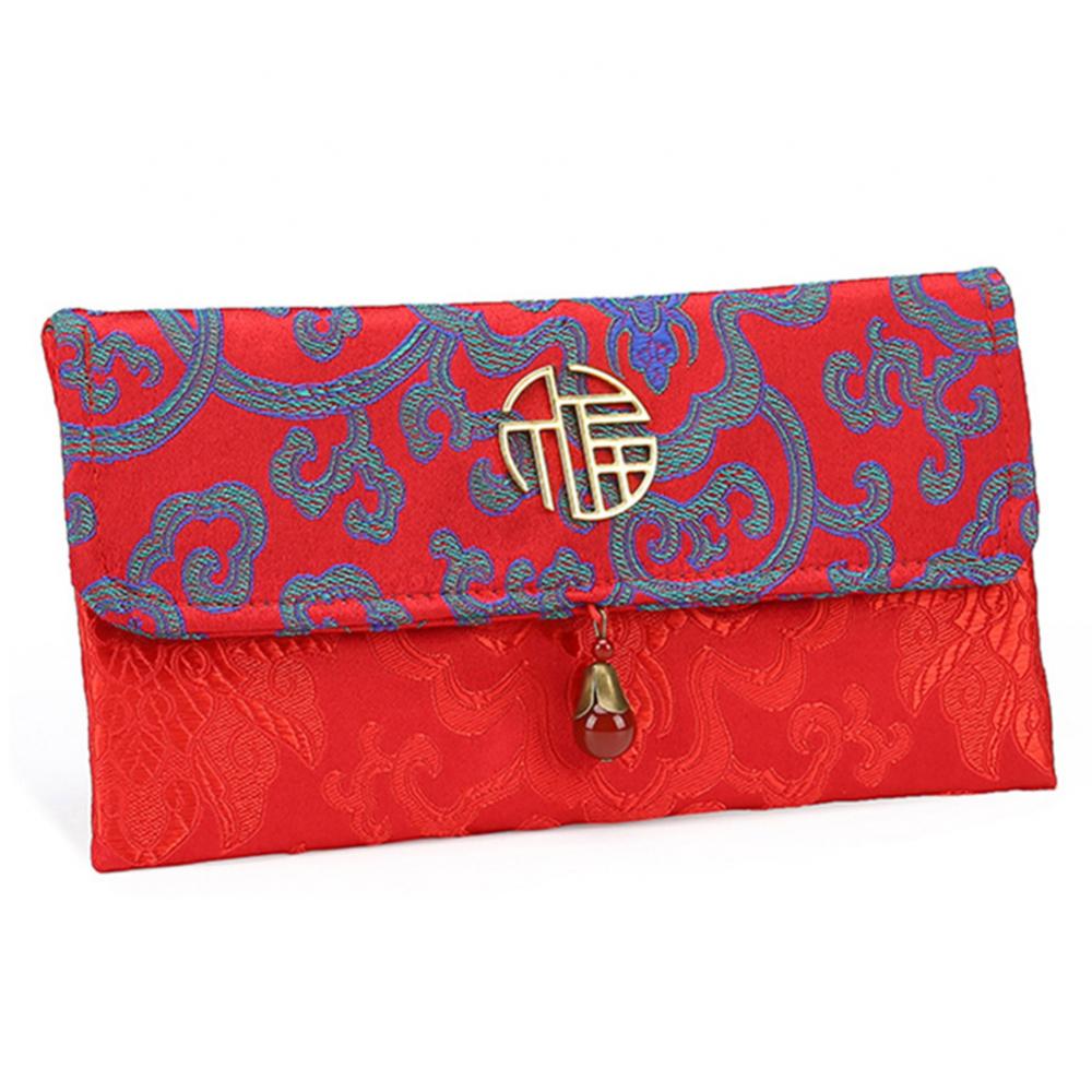 Chinese Style Lucky Money Bag Cloth Floral Red Envelope New Year Packet New Year's Money Pocket Money Spring Festival Supplies