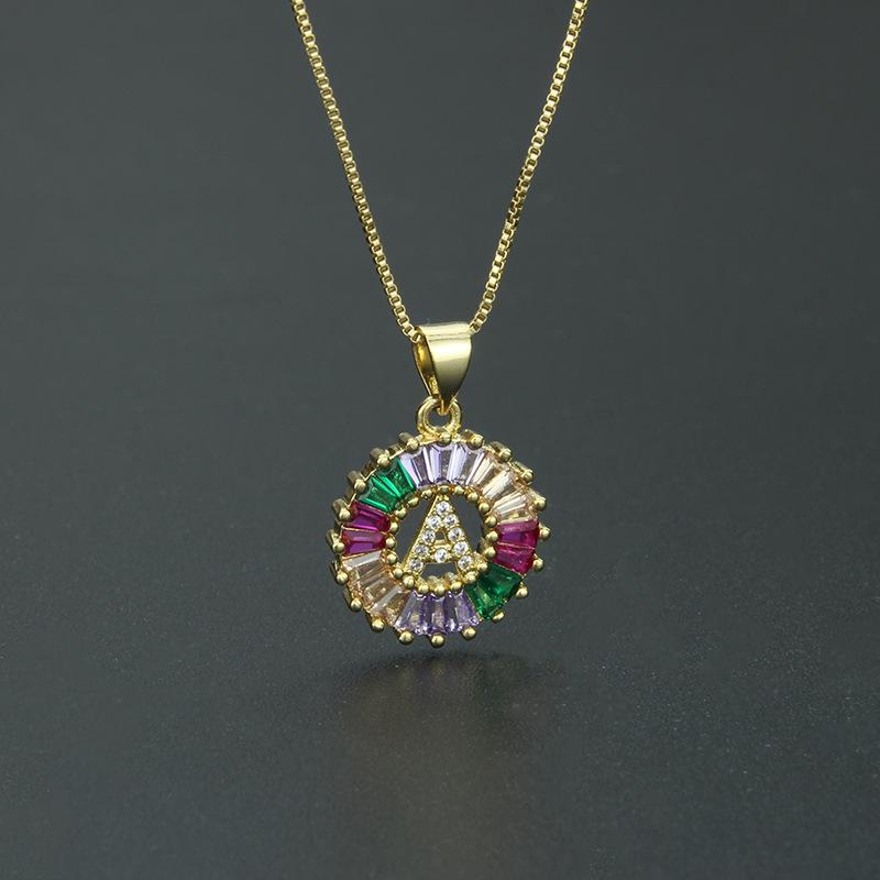 European and American simple 26 letter necklace directly from the manufacturer color zirconium English temperament pendant necklace wholesale