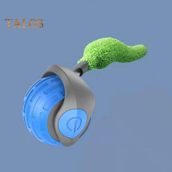 Interaktives Katzenballspielzeug, wiederaufladbar über USB, rollendes Ballspielzeug, Zwei-Geschwindigkeitseinstellung, automatisch bewegliches Katzenspielzeug mit Schwanz für Hauskatzen