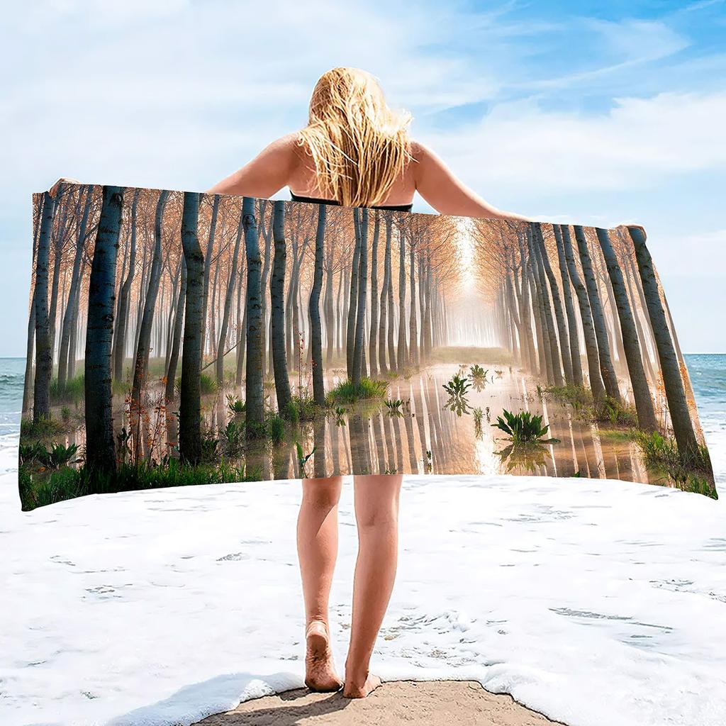 Forest Series Seaside Vacation Beach Towel Swimming Bath Towel Microfiber Sports Towel