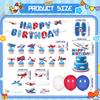 Airplane Birthday Party Decorations - 49PCS Airplane Themed Party Decorations with Banners Balloons Cupcake Toppers Hanging Swirls Plane Birthday