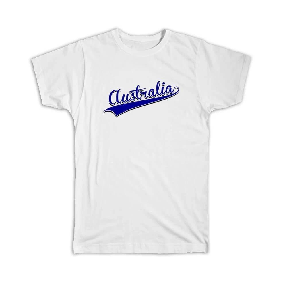 Gift T-Shirt : Australia Flag College Script Calligraphy Country Australian S