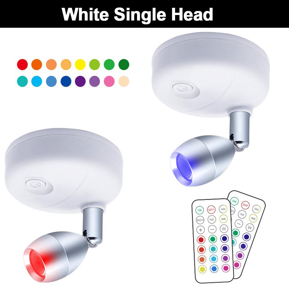 

2 шт. RGB 13 цветов светодиодный светильник для шкафа вращающийся беспроводной ночник с ИК-пультом для картин художественных работ шкаф бар художественный выставочный зал 5W&RGB 13 Colors