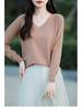 Autumn 2024 Women's Knitted V-Neck Sweater - Long-Sleeved Velvet Prismatic Korean Style
