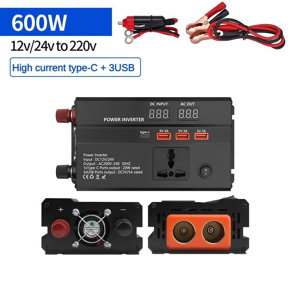 600 Вт/1200 Вт/2000 Вт 12 В/24 В на 220 В Интеллектуальный портативный автомобильный инвертор Универсальный инвертор Светодиодный дисплей Преобразователь мощности