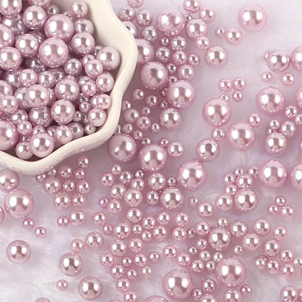 Miçangas ABS Imitação de Pérola Multicoloridas Sem Furo Miçangas Soltas para Arte de Unhas DIY Artesanato Decoração de Scrapbook