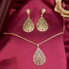 Sunspicems Gold Arabian Women Jewelry Set Hollow Teardrop Earrings Pendant Necklace Moroccan Bridal Bijoux Beach Jewel