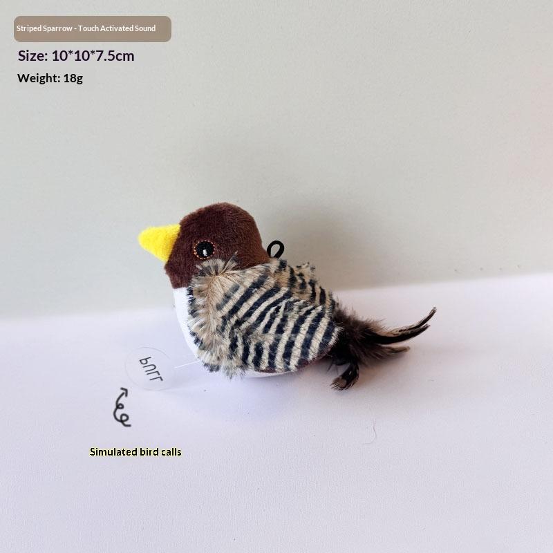 Interactive Cat Toys Electric Squeaky Simulation Bird Plush Cats Pets Teasing Toys With Feather Kitten Chirping Bird Toys