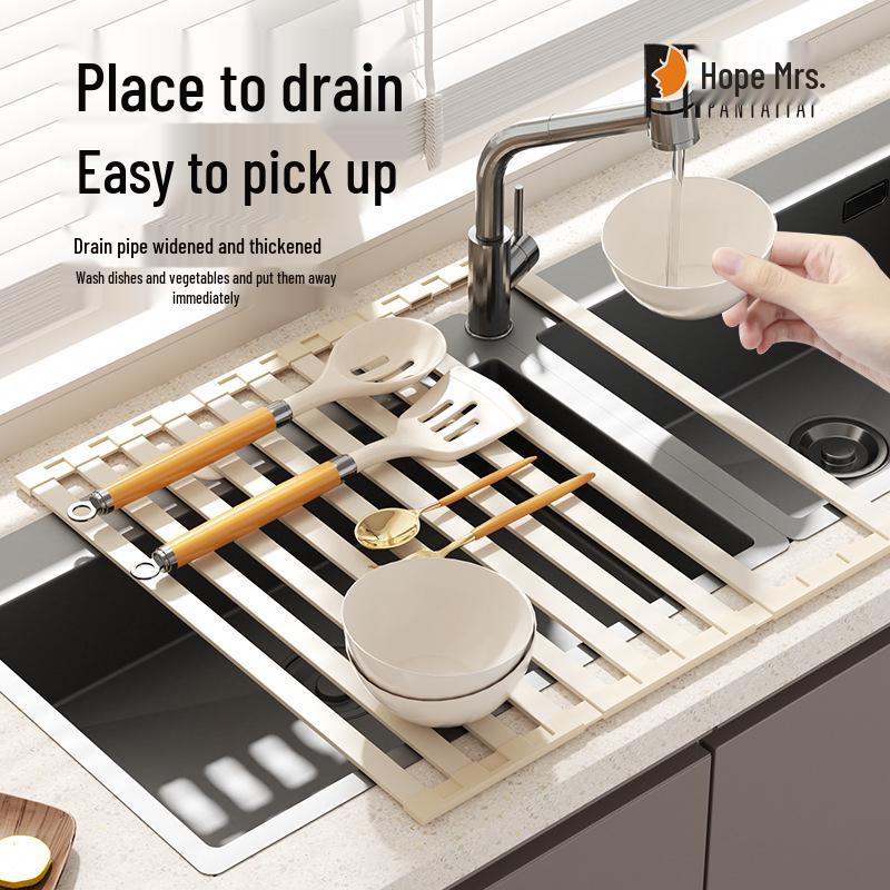 Foldable Silicone Sink Drain Rack for Dish Storage