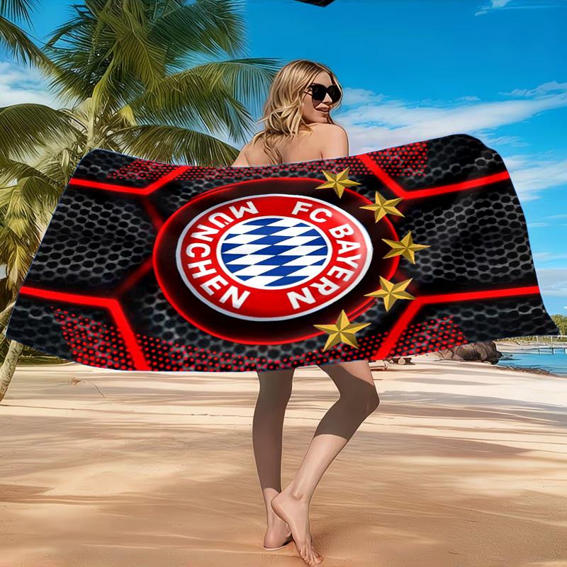 Munich FC Crest Printed Microfiber Beach Towel, Soft And Absorbent, Quick-Dry, Ideal for Summer Travel, Beach Essential, Swimming Pool