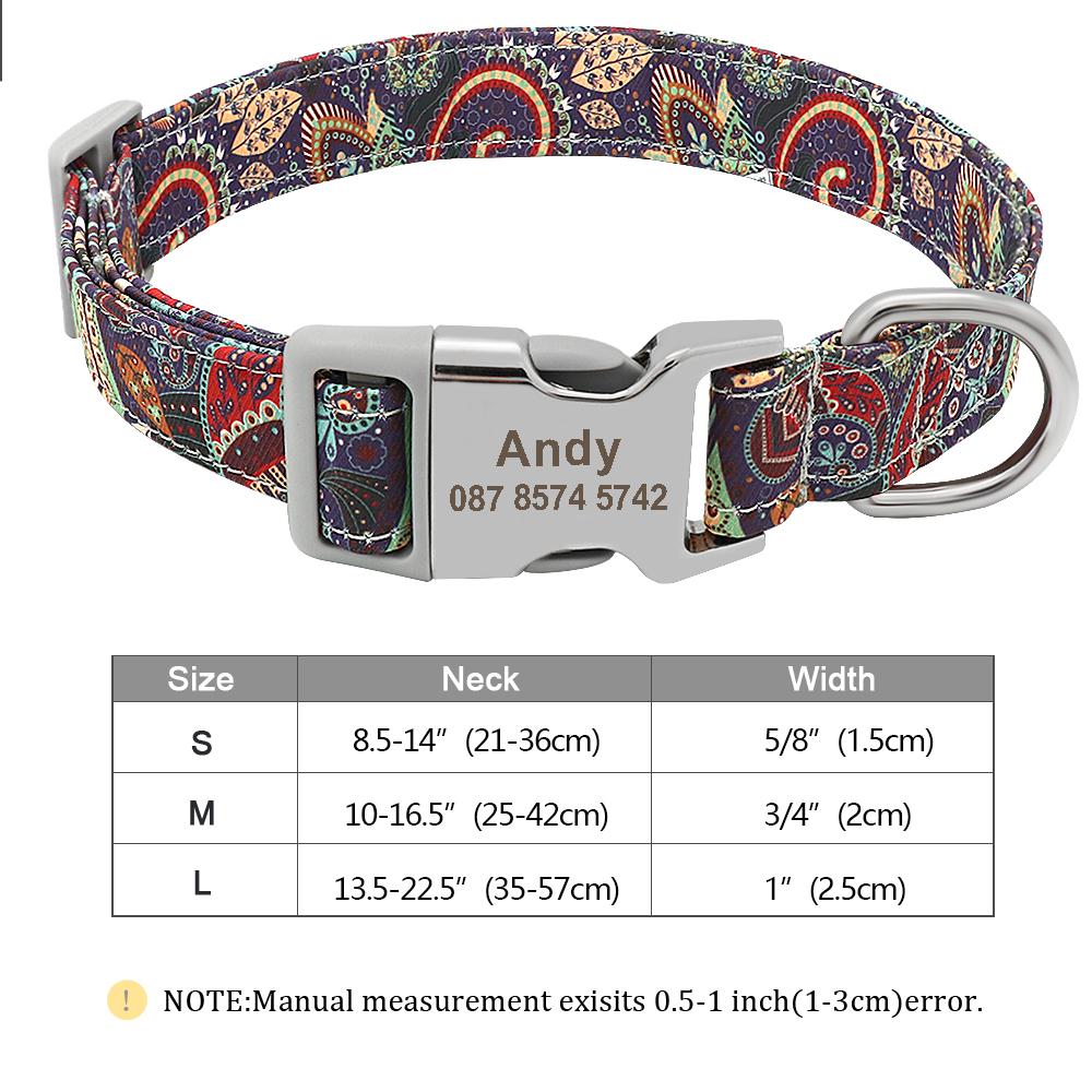 Zgardă Personalizată Indiană pentru Câine Pisică, Zgărzi Personalizate din Nailon pentru Căței Chihuahua Pug, Zgărzi pentru Animale de Companie Ajustabile pentru Câini Mici Medii Mari