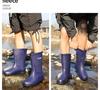 Men's Waterproof Rain Boots: Warm, Non-Slip, High-Top with Elastic Cuff, Ideal for Kitchen, Car Wash, and Fishing.
