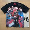 Godspeed retro printing foreign trade beauty tide high street men and women casual trend hip hop apricot old short sleeve T-shirt