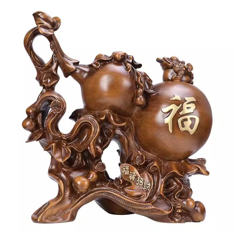 Zhaocai Hulu Home Furnishings Accessories, Resin Crafts, Gift for Store Opening, Study Decoration, Desktop Ornaments