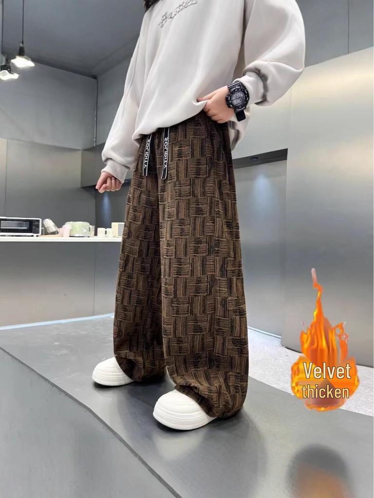 Boys' Fleece-Lined Corduroy Pants: Autumn/Winter 2025 Collection, Thickened One-Piece Casual Wear.