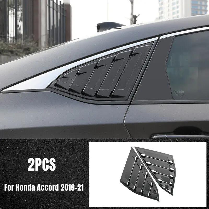 2PCS For Honda Accord 10th Gen 2018- Car Rear Window Quarter Louver Cover Exterior Side Vent Shutter Trim Scoop Accessories