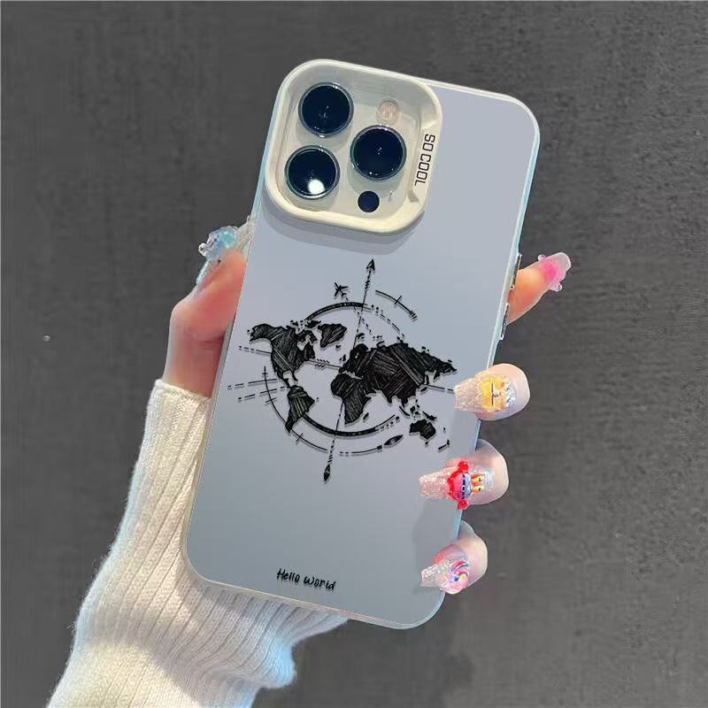 World Map Phone Case For iPhone 16 E 15 14 13 12 11 Pro Max Plus Mini X XS XR SE 2020 2022