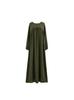 Elegant Cross-Border Long Sleeve Solid Color Midi Dress