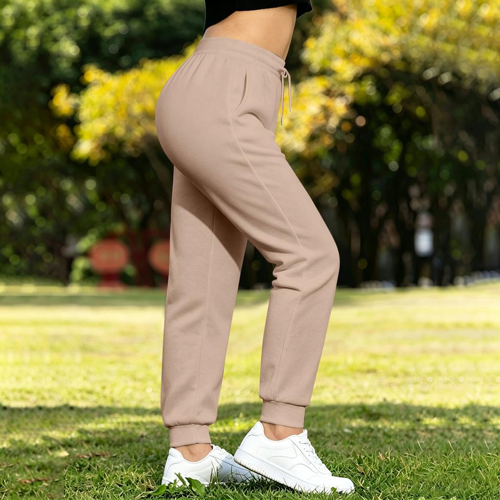 Women's Lined Wide Leg Joggers with Pockets - Loose Fit Straight Leg Sweatpants for Casual Wear