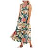 Fashion Summer Casual Comfortable Flower Print Sleeveless Cotton With Pocket Beach Dress For Women