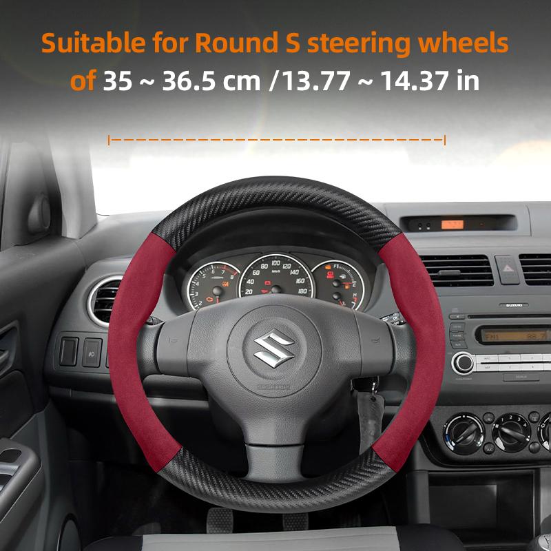 For SUZUKI Suede Carbon Fiber PU Leather Steering Wheel Cover Fit Swift Sport Accessories Sx4 Grand Vitara Jimny Solio Hustler