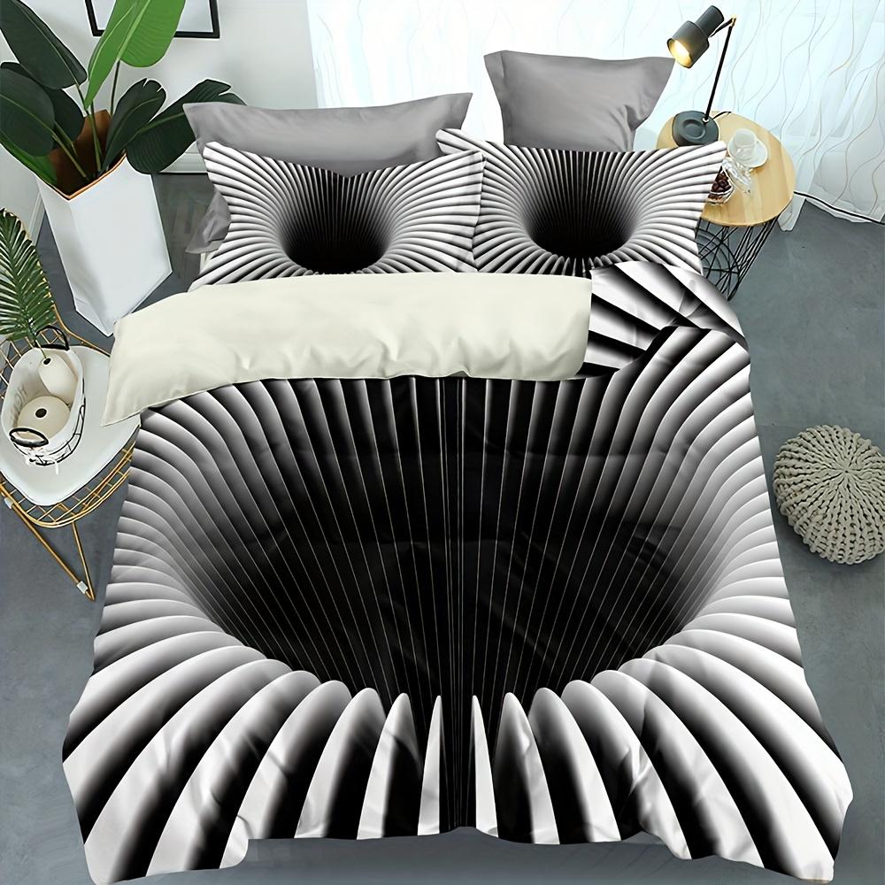 Black 3Pcs Duvet Cover Set, Hole Print Bedding Set, Soft Comfortable Duvet Cover, For Bedroom, Guest Room Decor Christmas Gift