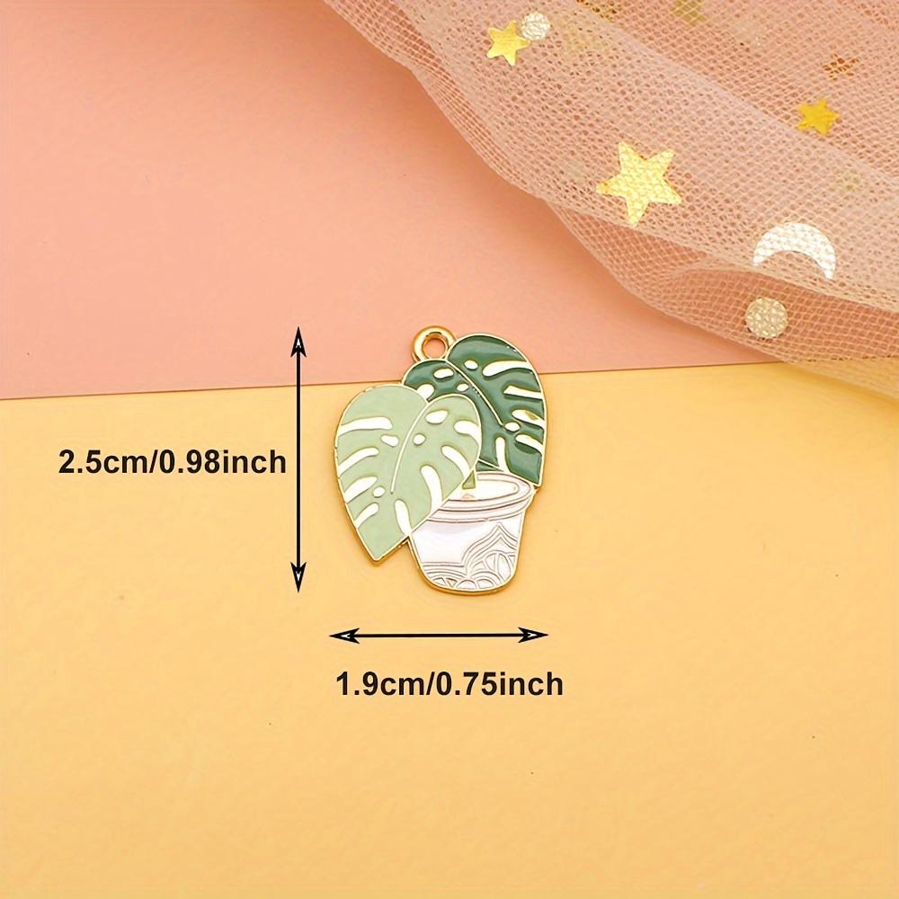 2/6/12pcs Leaf Glazed Alloy Pot Cultural Pendant Leaf Green Plant Pot Pendant DIY Jewelry Crafts Bracelet Necklace Decoration