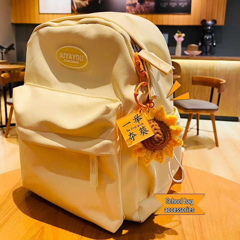 Creative Sunflower Crochet Plush Keyring Backpack Charm - Gold, Small Gift