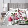 Christmas Snowman Flannel Blanket Winter  Soft Warm Throw Blanket for Children Couch Chair Novelty Bedspread Sofa Bed Cover