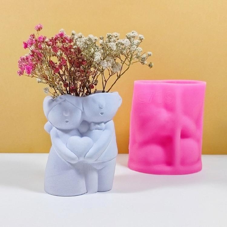 Couple Doll Silicone Mould for Flower Pots Vase Mold Concrete Cement Epoxy Resin