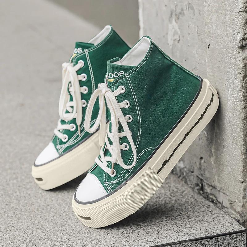 Shoes for Boys Retro and Versatile Niche and Personalized Trendy Men Canvas Shoes for Summer and Spring High-top Skateboard