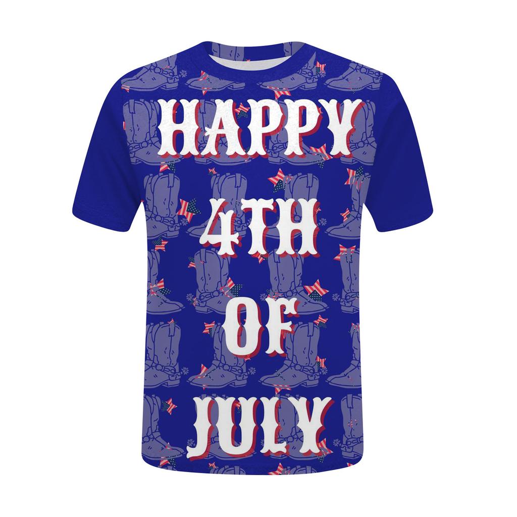 Women's Fashion Casual Independence Day Printed Round Neck Short Sleeve T-Shirt Top
