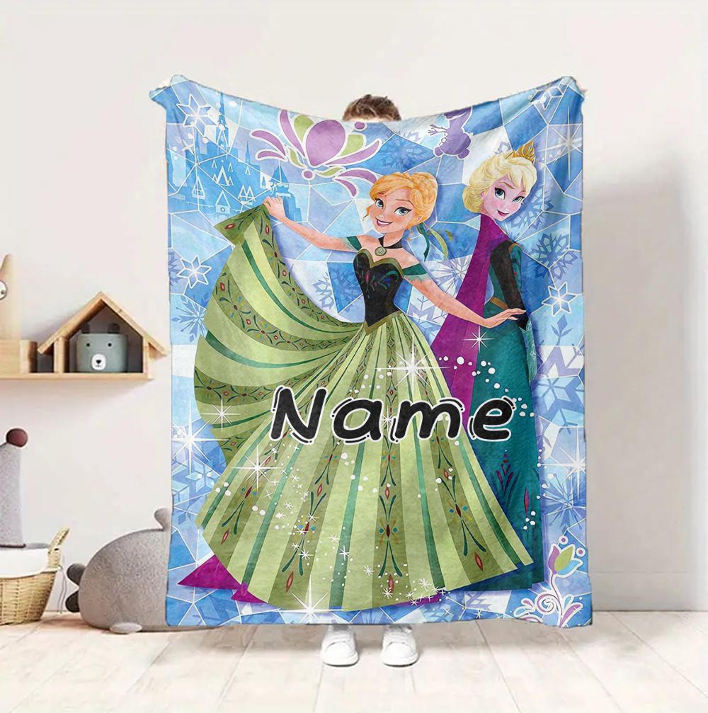 Custom Name Frozen Friendship Flannel Blanket Throw Blanket Soft Warm Sofa Bed home Decor Unique Gift