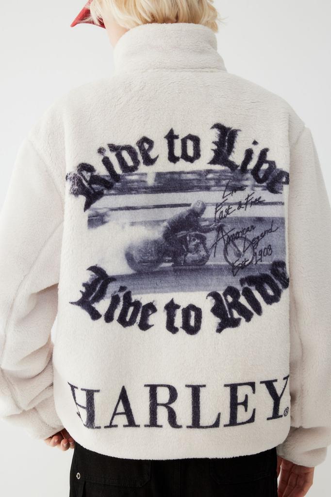 Harley-Davidson Kolekce® Fleecová bunda s grafikou Ride To Rib _Krémová Hh15303301