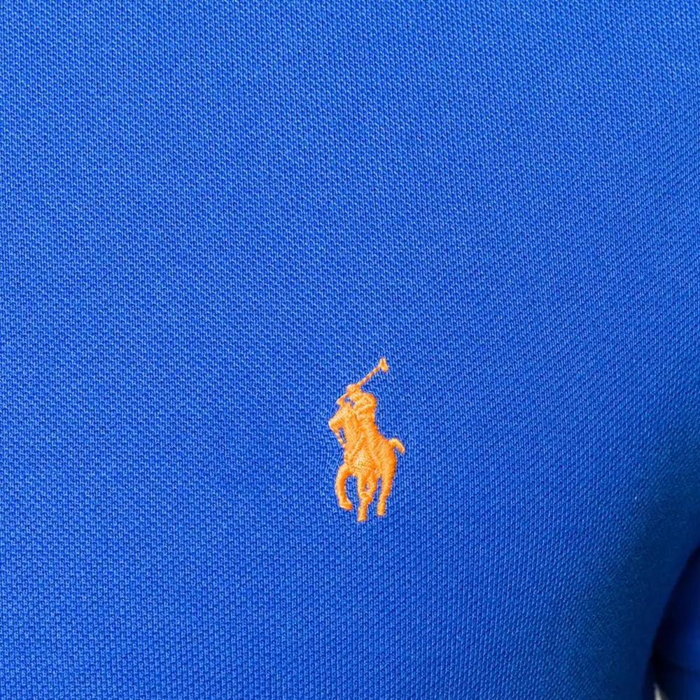 Polo Ralph Lauren Embroidered Logo Pattern Loose Fit Short Sleeve Polo Shirt Men tops Blue 710795080-014