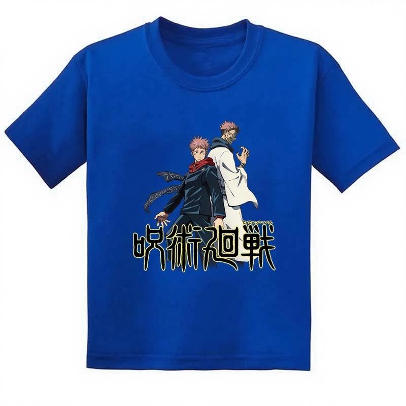 

Подростковая красочная футболка с принтом Битва возвращения заклинаний , летняя повседневная свободная футболка в стиле харадзюку с коротким рукавом для мальчиков и девочек S синий