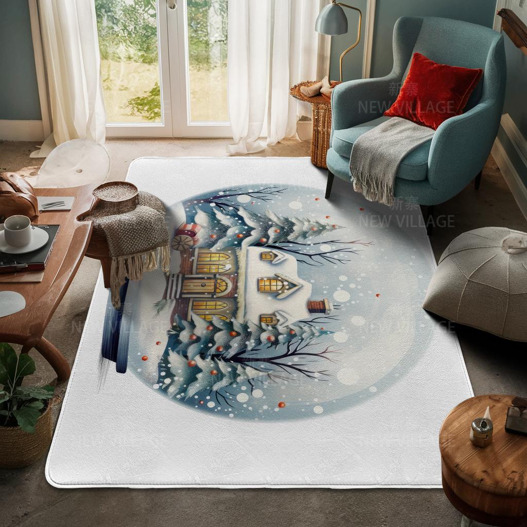 House Entrance Carpet Home Door Mat Living Room Bath Foot Bathroom Non-slip Water Absorption Rugs Bath Merry Christmas Winter