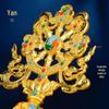 Tibetan Auspicious Symbols: Eight Treasures Golden Wheel Ornament for Home Altar Decoration