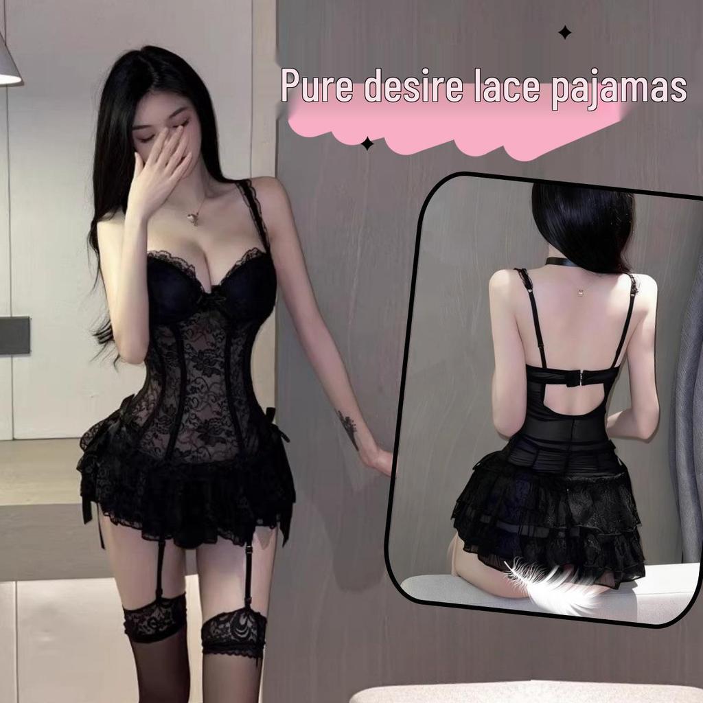 Pure Desire Lace Strappy Lingerie Set - Temptation Pajamas for Small Chest